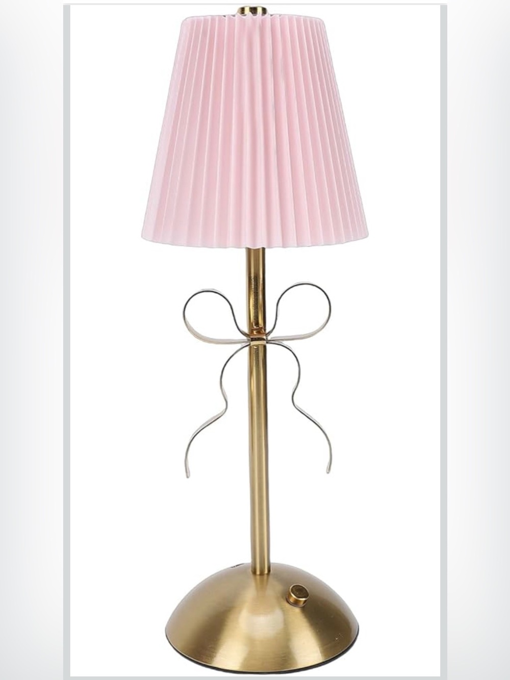 Pink Pleated Shade Lamp with Gold Bow Base